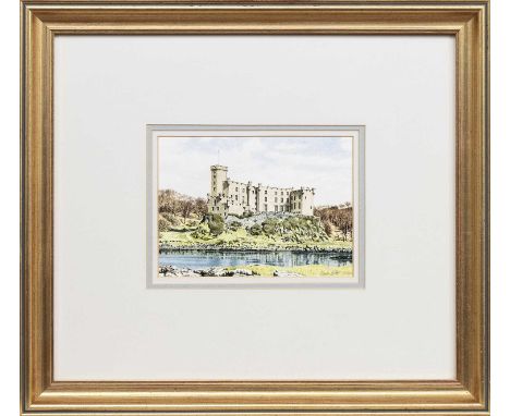 * MALCOLM BUTTS (SCOTTISH 1943 - 2009), DUNVEGAN CASTLE, ISLE OF SKYE watercolour on paper, signedmounted, framed and under g