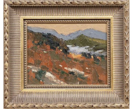 * ROBERT DAWSON (BRITISH 1926 - 1997), VALE OF FFESTINIOG oil on board, initialled, titled versoframedimage size 18cm x 23cm,