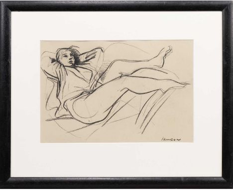 * PETER HOWSON OBE (SCOTTISH b. 1958), NUDE V 2004 charcoal on paper, signedmounted, framed and under glassimage size 30cm x 