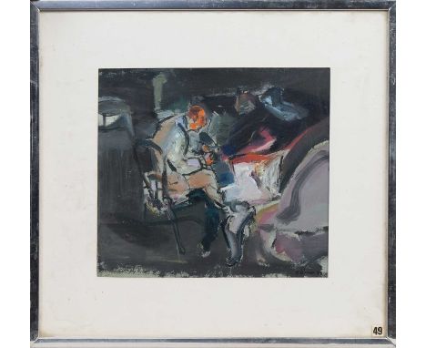 * IAN DAVID COOK RI RSW (SCOTTISH b. 1950), AT THE PIANO  gouache on paper, signed mounted, framed and under glassimage size 