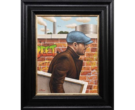 * GRAHAM H D MCKEAN, THE PAINTER oil on canvas, signed, titled versoframedimage size 50cm x 40cm, overall size 68cm x 58cm No