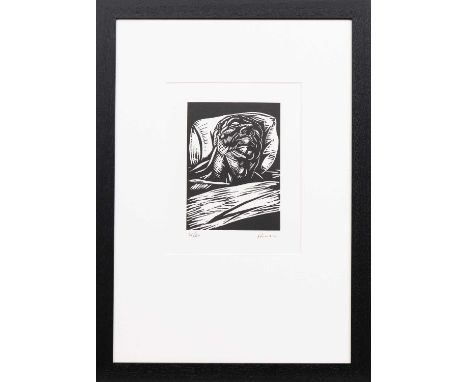 * PETER HOWSON OBE (SCOTTISH b. 1958), A HERO OF THE PEOPLE limited edition linocut print on paper, signed and numbered 31/40
