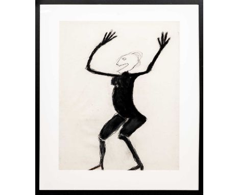 * PAT DOUTHWAITE (SCOTTISH 1939 - 2002), FIGURE IN BLACK pastel on papermountedimage size 65cm x 47cm, overall size 86cm x 87