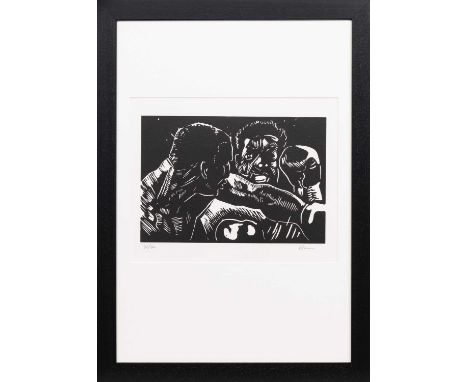 * PETER HOWSON OBE (SCOTTISH b. 1958), A HERO OF THE PEOPLE limited edition linocut print on paper, signed and numbered 31/40