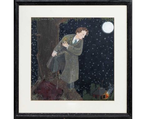 * GARY ANDERSON RSW (SCOTTISH b. 1960), WHO BURNT UMBER! (KEVIN MONTEITH LEAVES HOME IN A DRAMATIC FASHION)  mixed media on p
