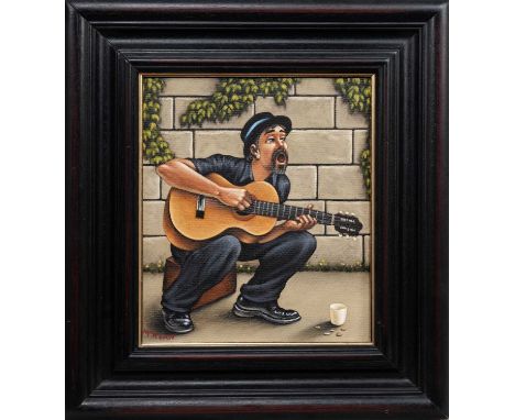 * GRAHAM H D MCKEAN, THE GUITARIST oil on canvas, signed, titled framedimage size 34cm x 28cm, overall size 53cm x 48cm Note: