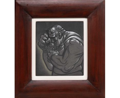 * PETER HOWSON OBE (SCOTTISH b. 1958), THE FIGHTER pastel on paper, signedframed and under glassimage size 21cm x 19cm, overa