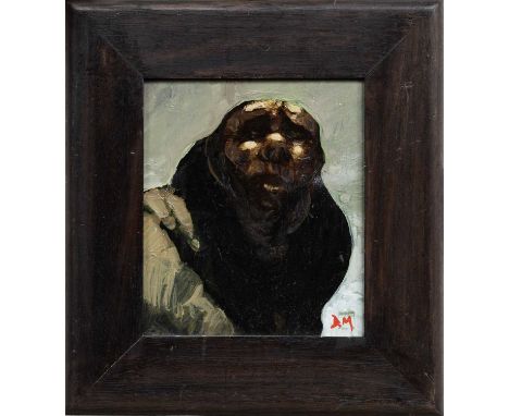 * DONALD MACLEOD (SCOTTISH 1956 - 2018) SERGEANT D BRYANT RM, HMS EREBUS  oil on board, initialled, titled versoframedimage s
