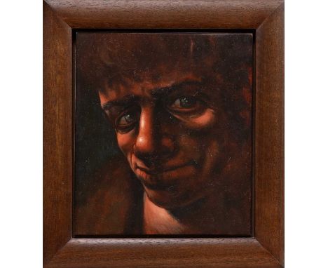 * PETER HOWSON OBE (SCOTTISH b. 1958), ESCAPE oil on board, titled and dated 1997 label versoframedimage size 20cm x 18cm, ov