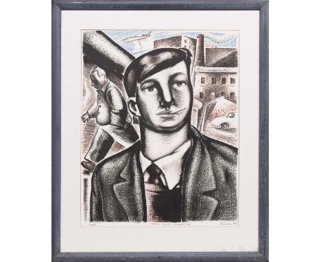 * PETER HOWSON OBE (SCOTTISH b. 1958), MAN WITH CIGARETTE limited edition artist's proof lithograph on paper, signed, titled,