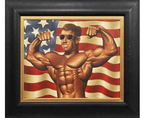 * GRAHAM H D MCKEAN, UNCLE SAM oil on canvas, signed, titled versoframed and under glassimage size 46cm x 56cm, overall size 