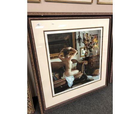 Douglas Hoffmann, nude on settee, limited edition colour print signed in pencil, published by Washington Green Galleries, 110