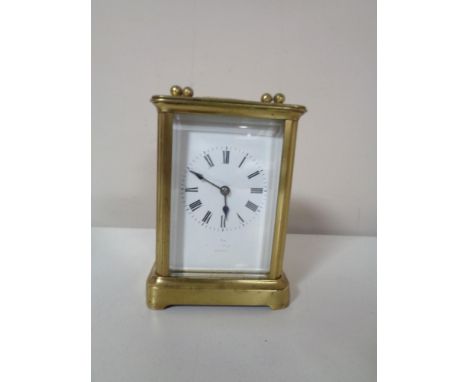 A brass cased carriage clock (no key)