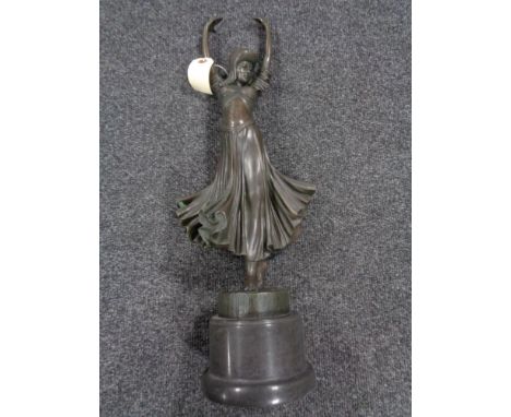 An Art Deco style bronze figure on socle base