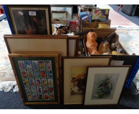 A quantity of framed pictures and prints, Frank Sherwin signed print 'Old Hastings', framed cigarette cards, etc 