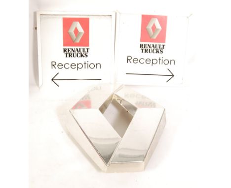 Renault - A pair of late 20th century 1990's contemporary retro car motoring point of sale showroom advertising light box sig
