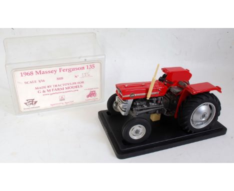 A G&amp;M Farm Models 1:16 scale diecast and resin model of a 1968 Massey Ferguson 135 tractor, finished in red, grey and sil