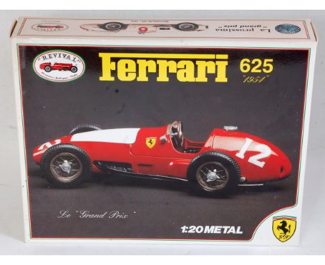 A Revival 1:20 scale plastic and white metal kit for a Ferrari 625 1954 F1 racing car, appears as issued in original all-card