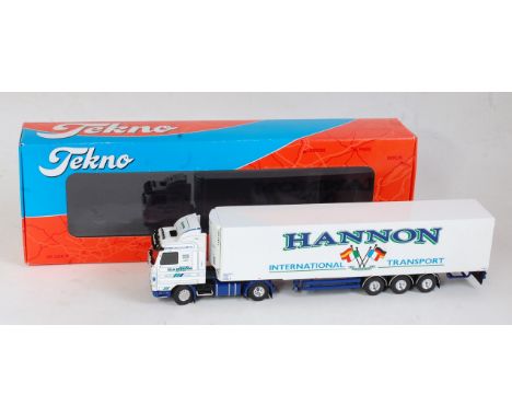 A Tekno Irish Historical Collection 1:50 scale model of a Hannon International Transport Scania 143 V8 450 tractor unit and a