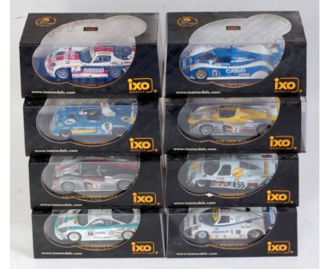 Eight various plastic cased Ixo models 1:43 scale racing diecasts to include an Audi R8 Team Joest Le Mans 2002 racing car, a