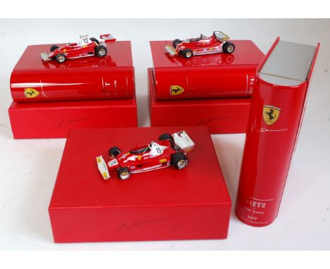 A Hot Wheels Racing Ferrari Official Product release 1:43 scale diecast group, to include a Ferrari 312 1975 Monaco Grand Pri