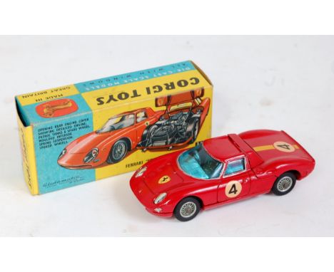 A Corgi Toys No. 314 Ferrari Berlinetta 250 Le Mans comprising red body with wirework hubs and racing No. 4, in the original 