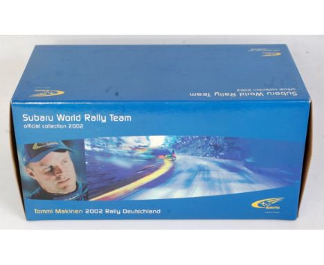 An Auto Art 4 Pro-drive 1:18 scale model of a Subaru Impreza World Rally Car as driven by Tommi Makinen at the World Rally 20