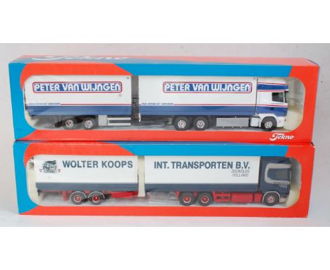 A Tekno 1:50 scale boxed Road Haulage diecast group to include a Peter van Wijngen Scania 144L 530 Topline rigid tractor unit