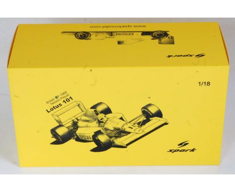 A Spark Models 1/18 scale resin model of a Lotus 101 No. 11 British GT 1989 racing car, appears as issued in the original pol