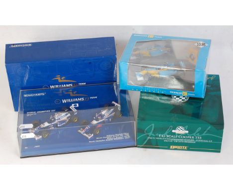 Three various boxed F1 and classic car racing boxed gift set and single issue diecasts to include a Minichamps Williams Formu