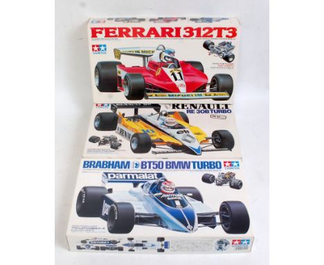 TAMIYA 1.20 scale Formula 1 plastic kits group, 2010 1978 Ferrari 312 T3 #11 C.Reutemann, 2017 1982 Brabham BT50 BMW Turbo #1