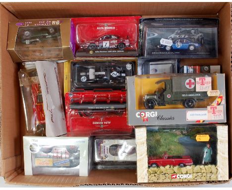One box containing a quantity of mixed boxed and plastic cased diecasts to include Corgi, Oxford Diecasts, Corgi Classics and