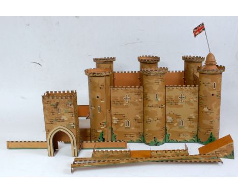 A vintage 1930s Burnett Ltd Ubuilder tinplte toy fort, model No. 31/90, loose example but appears near complete, with detaile