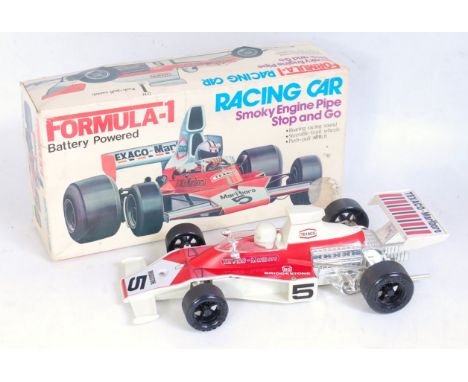 NEPTUNE (Hong Kong) 12” long, Tinplate &amp; Plastic, Battery, 8163 McLaren M23 ‘Texaco-Marlboro’#5 F1 inc Auto Stop’n Go, Sm