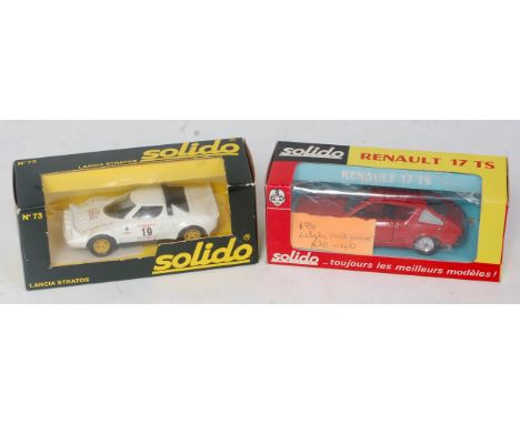 A Solido 1/43 scale racing car boxed diecast group, two examples to include No. 196 Renault 17 TS, together with a No. 73 Lan