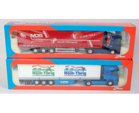 A Tekno 1:50 scale boxed road transport diecast group to include an R Heeb Scania R144L/530 Topline together with a large box