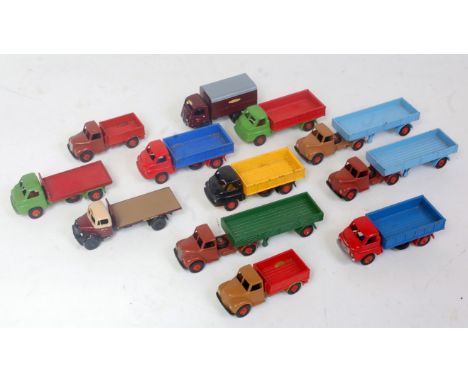 12 various Britains Lilliput and white metal commercial vehicles, examples to include an LV Britains Lilliput 608 Bedford 3-t