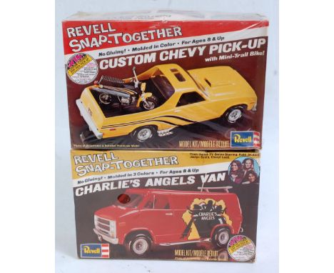 REVELL (USA) 1.32 scale Snap-Together plastic kits, H-1330s ‘Charlies Angels’ Chevy 10 Custom Van &amp; H1129s 1975 Chevy El 