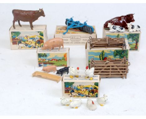 A Britains boxed picture pack series farming set group to include No. 5030 one pig, two piglets and one trough, No. 5033 thre