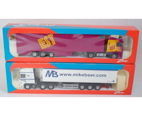 A Tekno 1:50 scale boxed diecast group to include a Mike Beer Daf XF 95 bulk tipping tractor unit and trailer, together with 