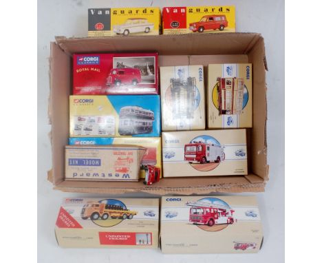 One box containing a quantity of modern release diecasts to include Corgi Classics and Vanguards, examples to include a Corgi
