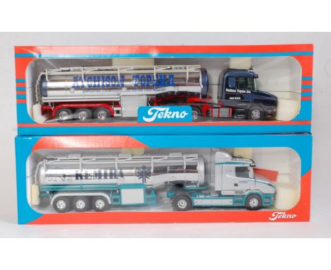 A Tekno 1:50 scale boxed Road Haulage diecast group to include a Kemira Scania T124L 420 Torpedo tractor unit, together with 