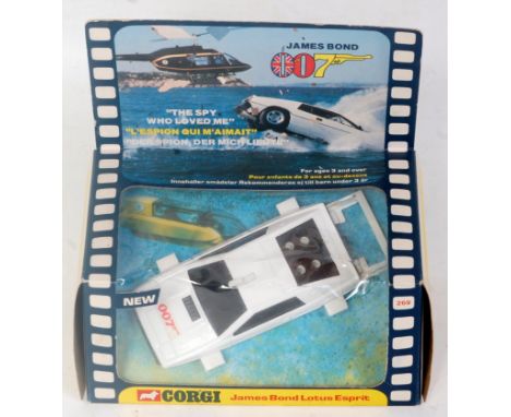 A Corgi Toys No. 269 James Bond Lotus Esprit comprising white and black body with 007 sticker to bonnet, sold with two missil