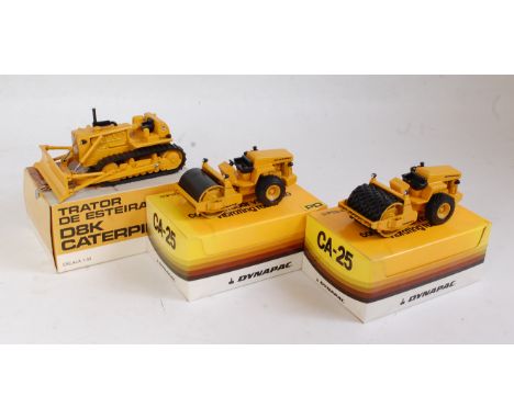 A Supermini 1:50 scale boxed Caterpillar and Dynapac construction group to include a Caterpillar D8K bulldozer, together with