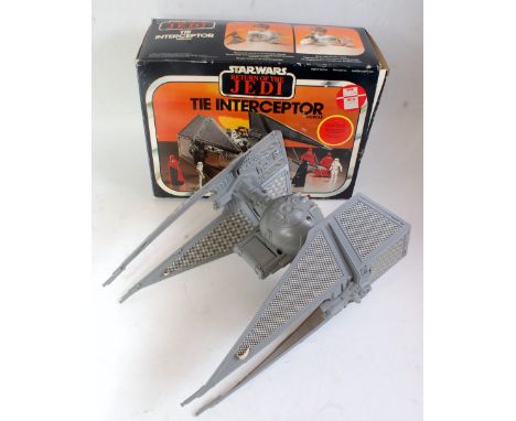 A General Mills/Meccano Star Wars Return of the Jedi tie interceptor vehicle, appears complete, comprising of three interlock