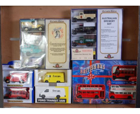 Three boxes containing a quantity of mixed modern release diecast to include Corgi, Oxford, Heritage Classics, and others, ex