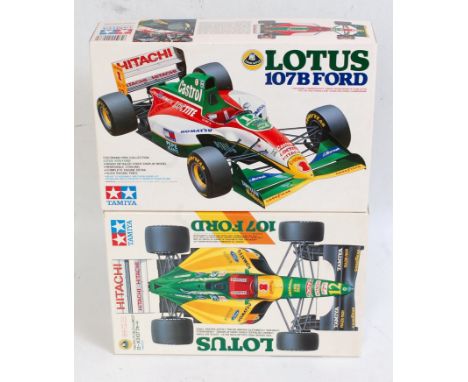 TAMIYA 1.20 scale Formula 1 plastic kits, 2037 1992 Lotus 107 Ford V8 ‘Hitachi’ #12 J.Herbert/#11 M.Hakkinen, 2038 1993 Lotus