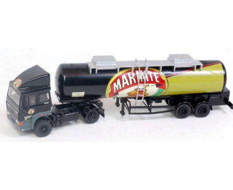 An Alan Smith Auto Models 1/50 scale model of a Leyland DAF 2300, Marmite tanker, finished in black with Marmite livery, well