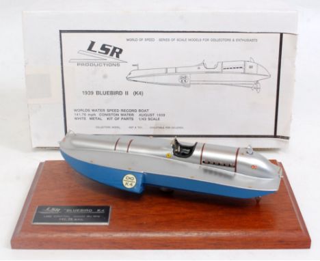An LSR Productions 1/43 scale white metal hand built model of a Bluebird 2 K4 1939 Waterspeed record boat, rare example in or