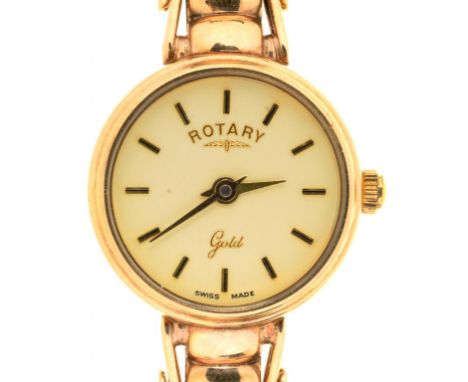 A ROTARY 9CT GOLD LADY'S WRISTWATCH, 17 MM DIAM, CONVENTION MARKS, 20.8G, BOXED++GOOD CONDITION